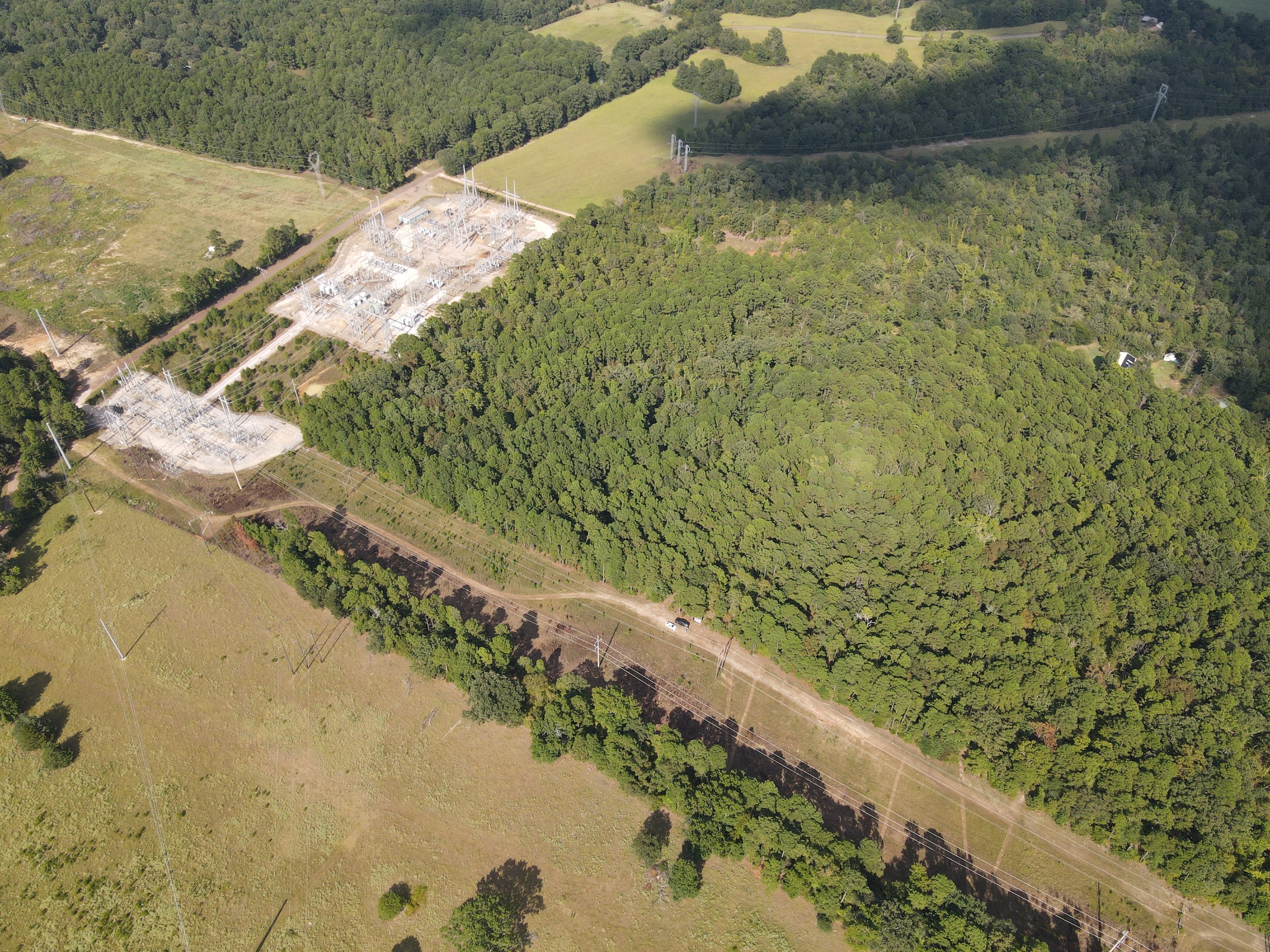 Developable land alongside an energized transmission substation